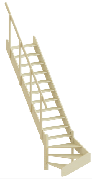 Лестница ЛС-14м без подступенков Л дуб (с поручнем)